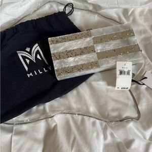 Milly Metallic Striped Clutch shell bag handbag